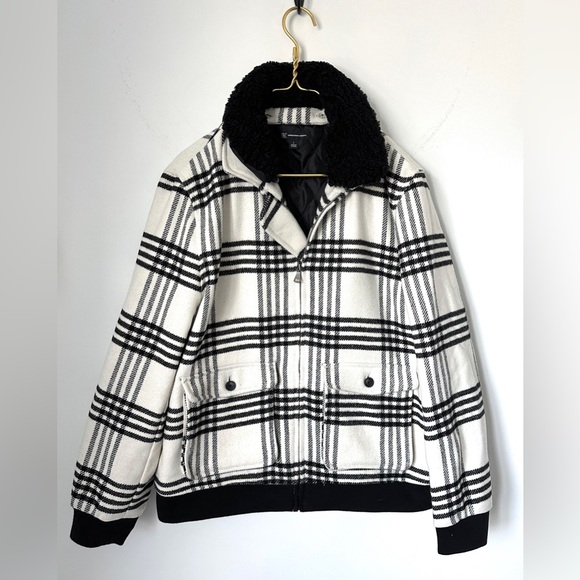 INC International Concepts Other - INC International Concepts Loki Ivory Black Plaid Wool Blend Jacket Men’s Large